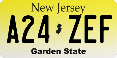 NJ license plate A24ZEF