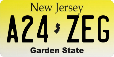 NJ license plate A24ZEG
