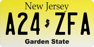 NJ license plate A24ZFA