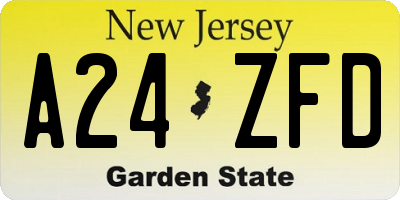 NJ license plate A24ZFD