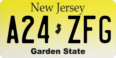 NJ license plate A24ZFG