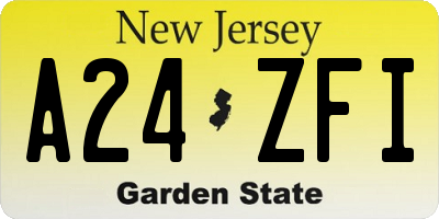 NJ license plate A24ZFI