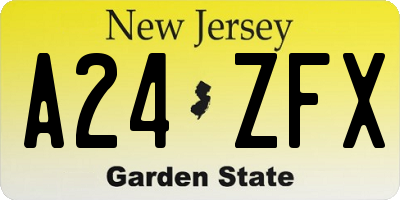 NJ license plate A24ZFX