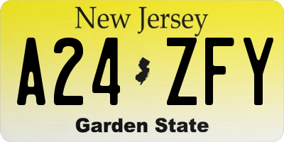 NJ license plate A24ZFY