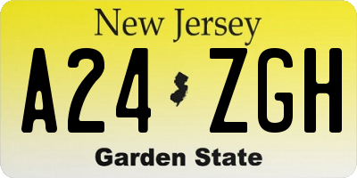 NJ license plate A24ZGH