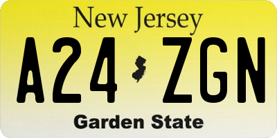 NJ license plate A24ZGN