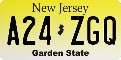 NJ license plate A24ZGQ