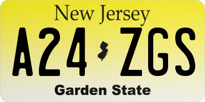NJ license plate A24ZGS