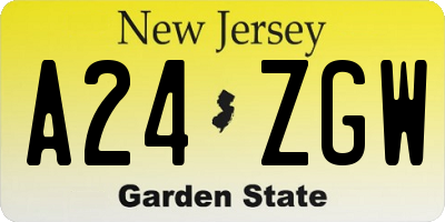NJ license plate A24ZGW