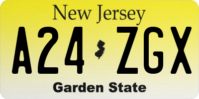NJ license plate A24ZGX