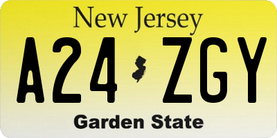 NJ license plate A24ZGY