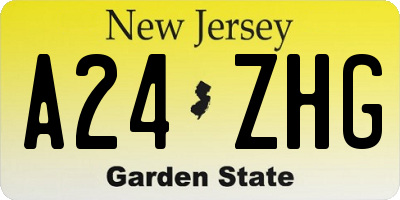 NJ license plate A24ZHG