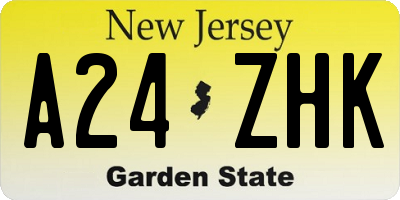 NJ license plate A24ZHK