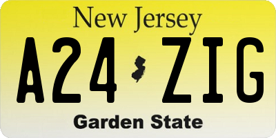 NJ license plate A24ZIG