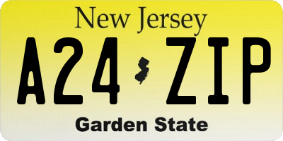 NJ license plate A24ZIP