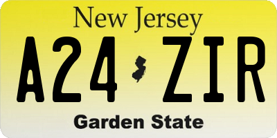 NJ license plate A24ZIR