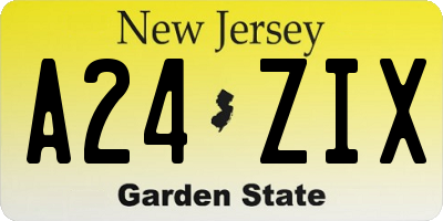 NJ license plate A24ZIX