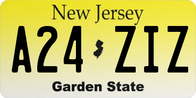 NJ license plate A24ZIZ