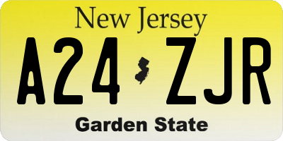 NJ license plate A24ZJR