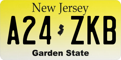 NJ license plate A24ZKB