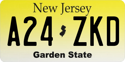 NJ license plate A24ZKD