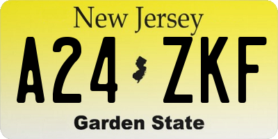 NJ license plate A24ZKF