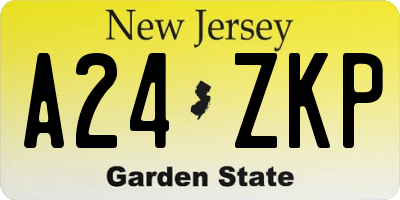 NJ license plate A24ZKP