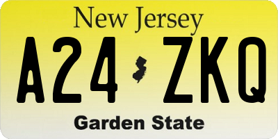 NJ license plate A24ZKQ