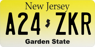 NJ license plate A24ZKR