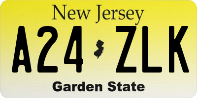 NJ license plate A24ZLK