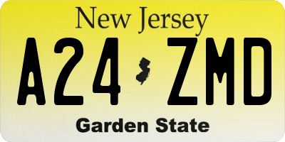 NJ license plate A24ZMD