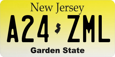 NJ license plate A24ZML