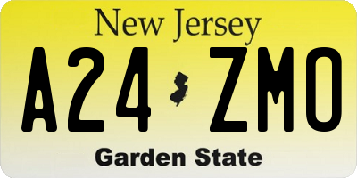 NJ license plate A24ZMO