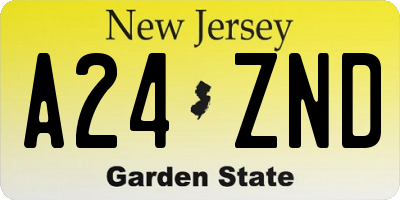 NJ license plate A24ZND