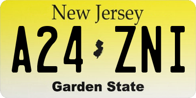 NJ license plate A24ZNI