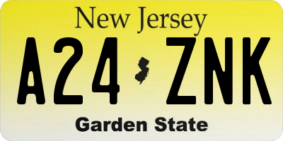 NJ license plate A24ZNK