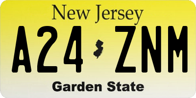 NJ license plate A24ZNM