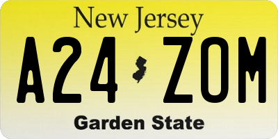 NJ license plate A24ZOM