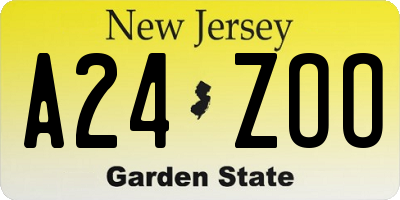 NJ license plate A24ZOO