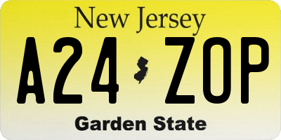 NJ license plate A24ZOP