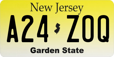 NJ license plate A24ZOQ