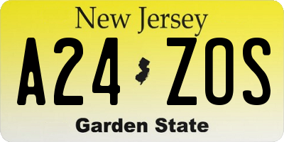NJ license plate A24ZOS