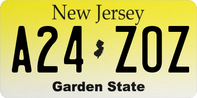 NJ license plate A24ZOZ