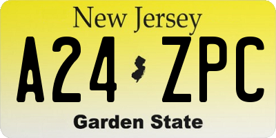 NJ license plate A24ZPC