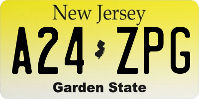 NJ license plate A24ZPG