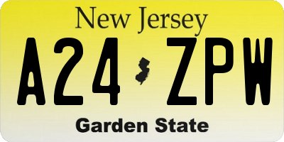 NJ license plate A24ZPW