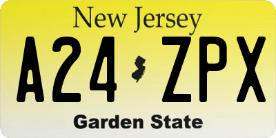 NJ license plate A24ZPX