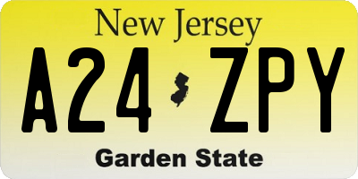 NJ license plate A24ZPY