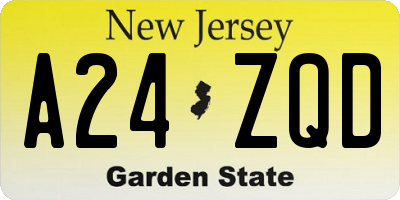 NJ license plate A24ZQD