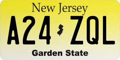 NJ license plate A24ZQL